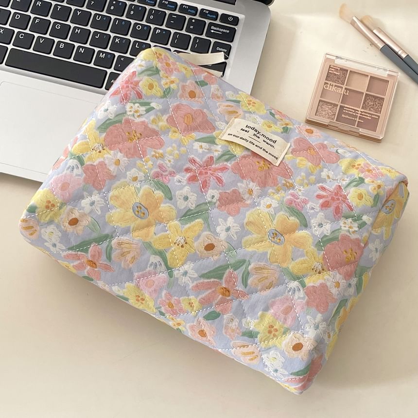 ZenlyHabit - Stoffen tasje met bloemenprint / make-uptasje / clutch