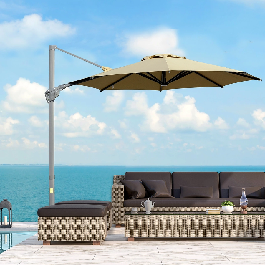 Outsunny Sonnenschirm mit verstellbarem Neigungssystem braun
