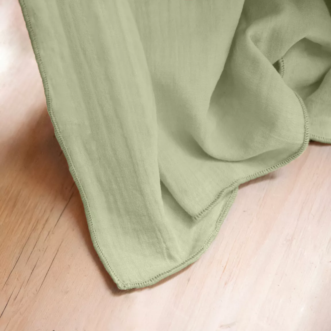 Nappe rectangulaire gaze de coton (150 x 350 cm) Gaïa Vert tilleul