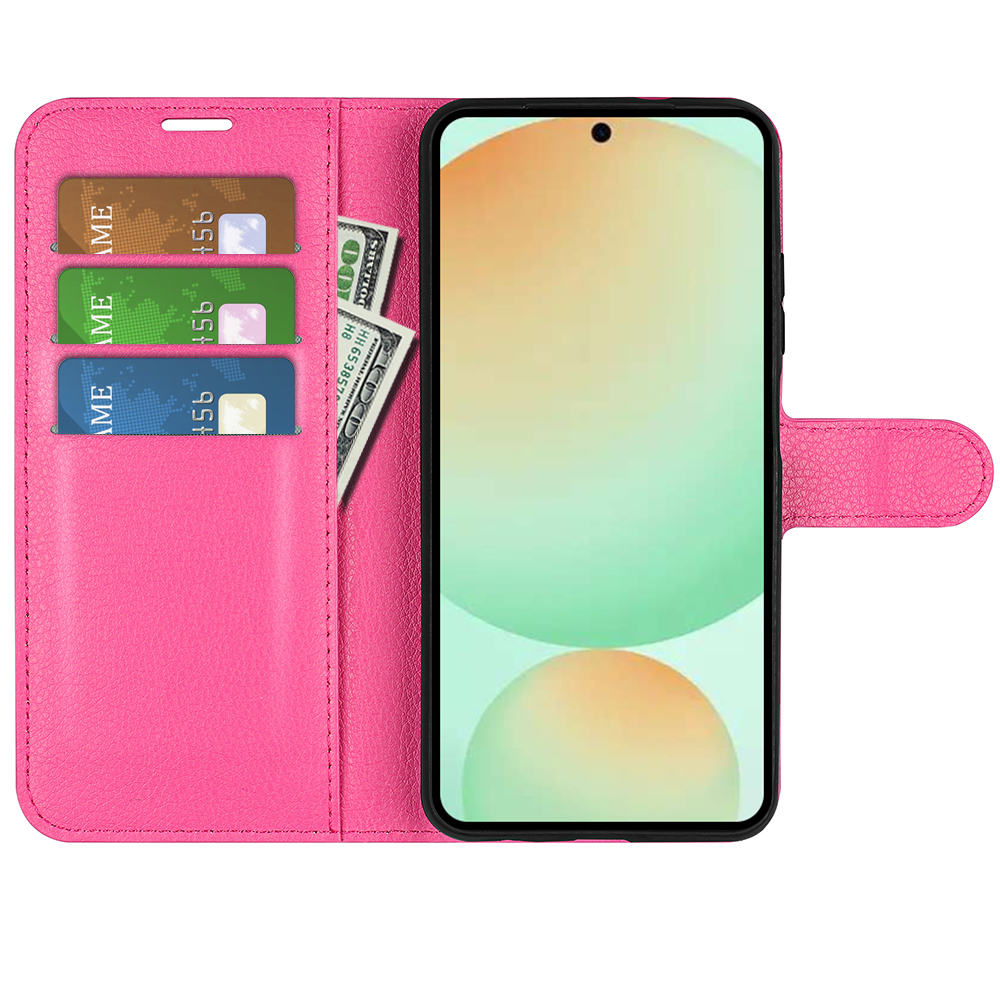 Samsung Galaxy S25 FE Leder Tasche Flip Cover Litchi Look - Pink