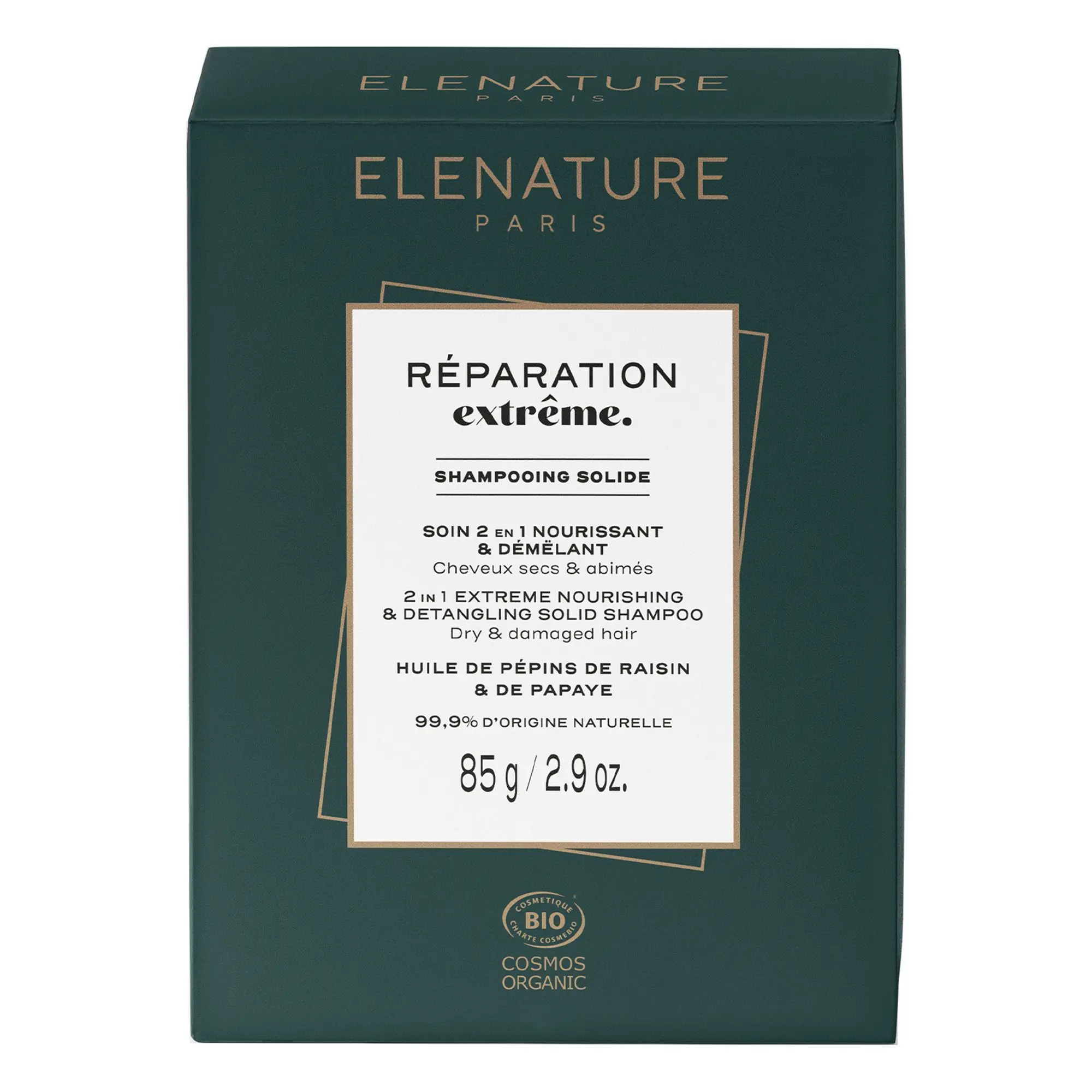 Elénature - RÉPARATION EXTRÊME Shampooing Solide - Soin 2-en-1 Nourrissant & Démêlant- Soin Cheveux