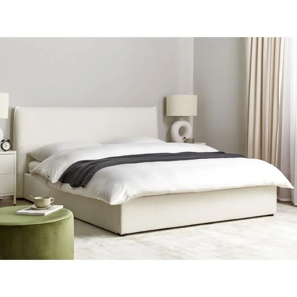LAVAUR - Bed met opbergruimte - Off-white - 160 x 200 cm - Bouclé
