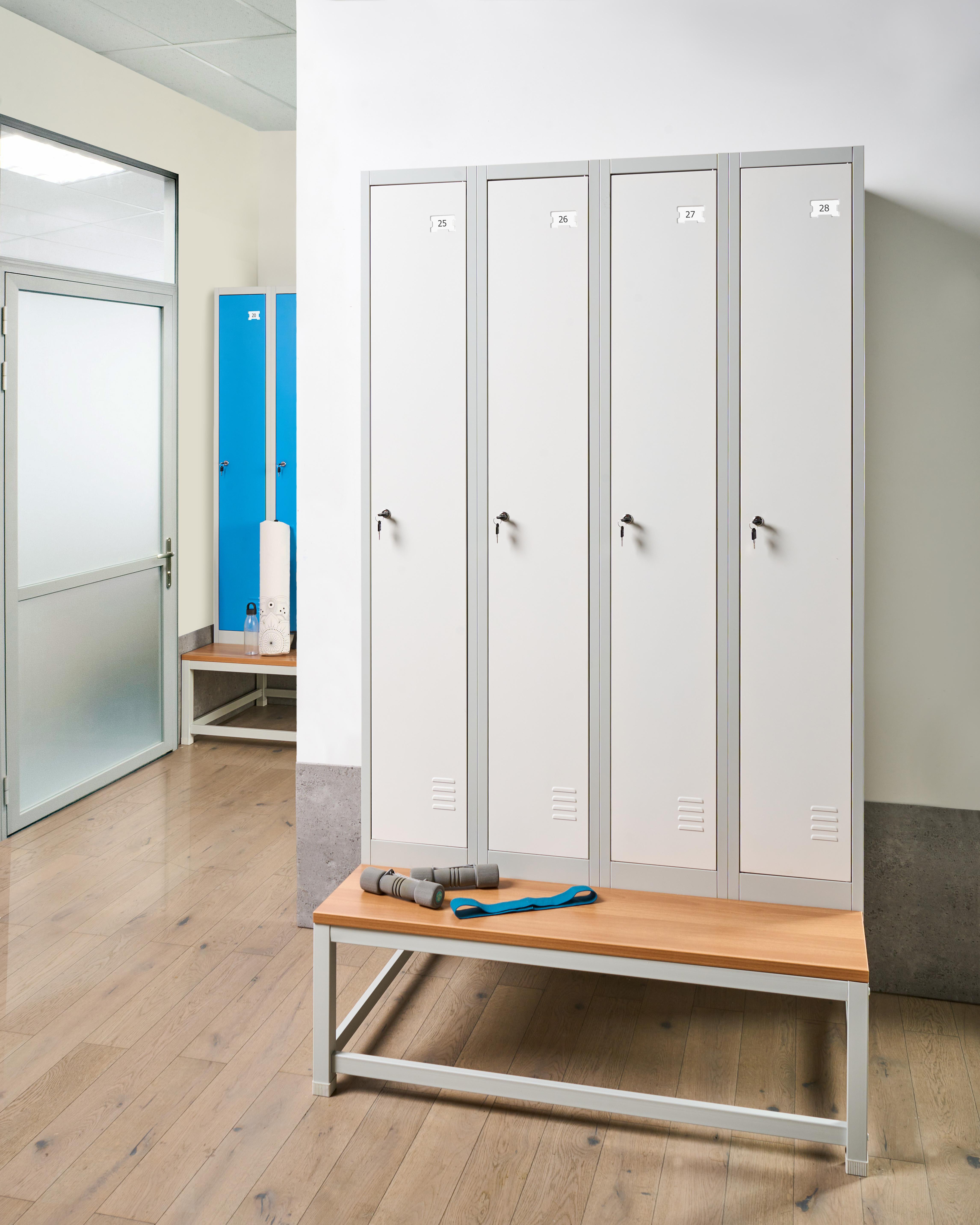 Locker met 4 deuren en bankje ATHLETE Metaal Grijs/wit