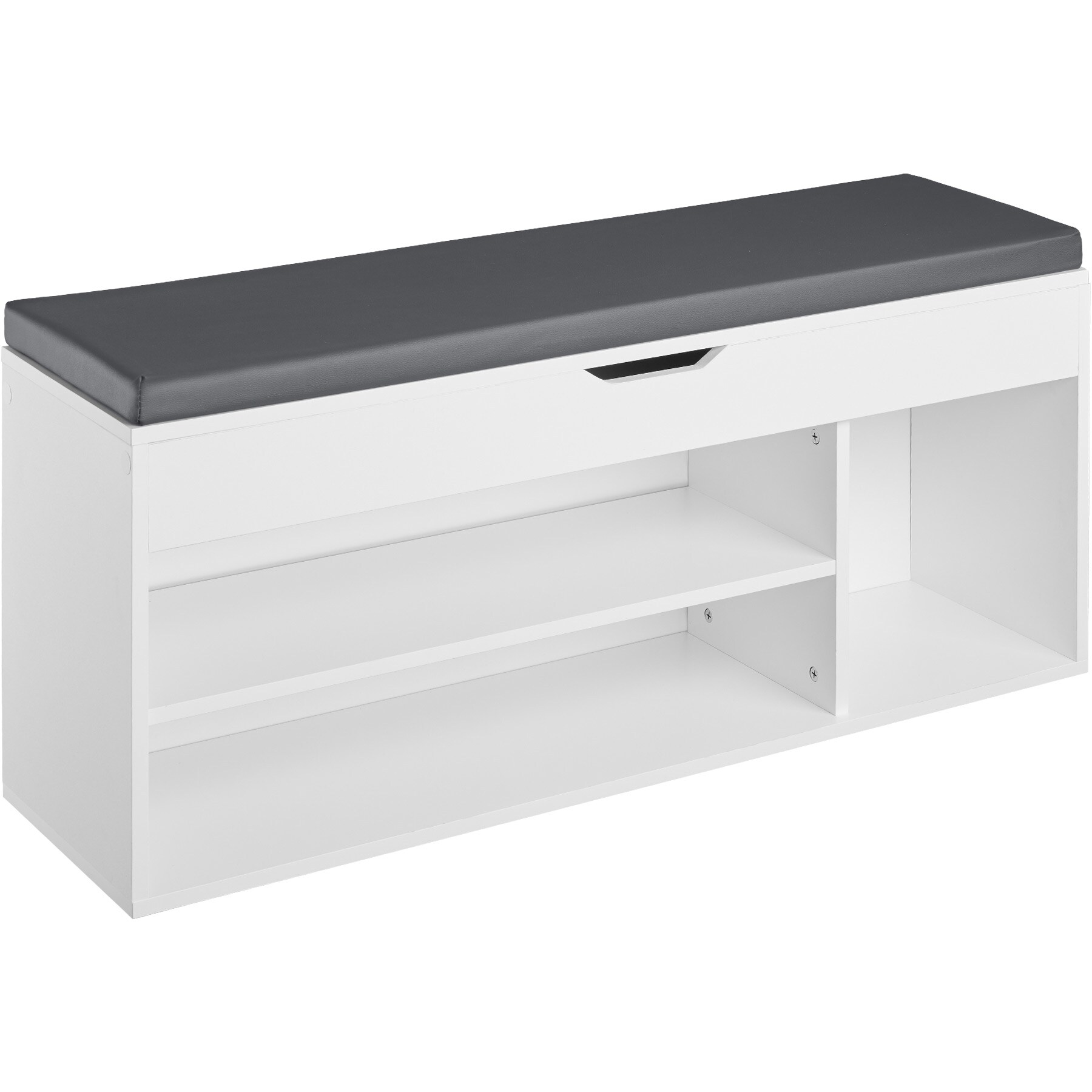 tectake® Schuhbank, für 9 Paar Schuhe, großes Klappfach, 104 x 30 x 49 cm