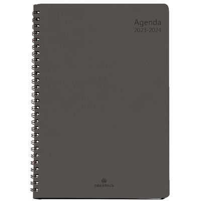 Agenda à spirale Grenade 25 - 1 semaine sur 2 pages - gris - Oberthur