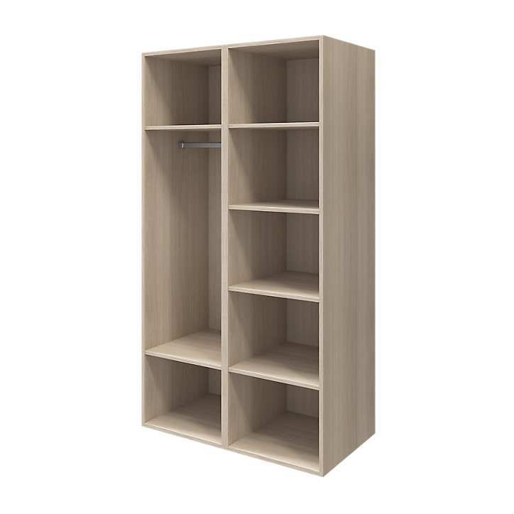 Armoire penderie effet chêne portes battantes en verre opaque GoodHome Atomia H. 187,5 x L. 100 x P. 60 cm