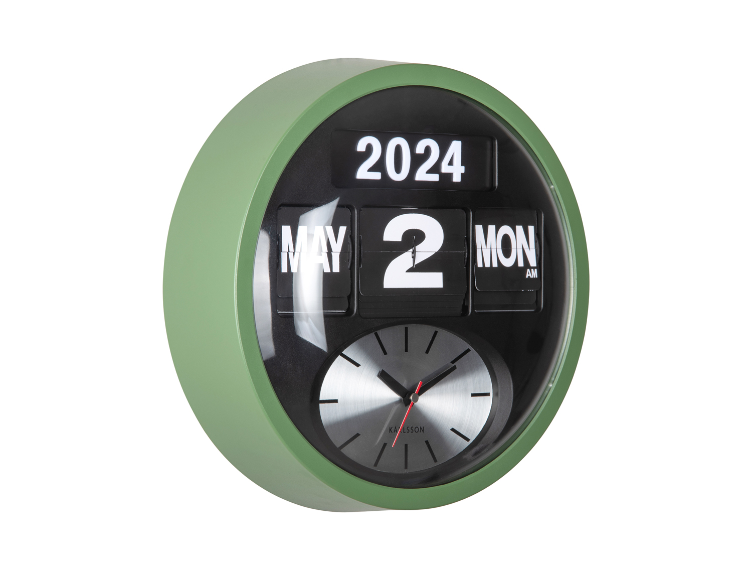 Wandklok Round Flip - Jungle groen