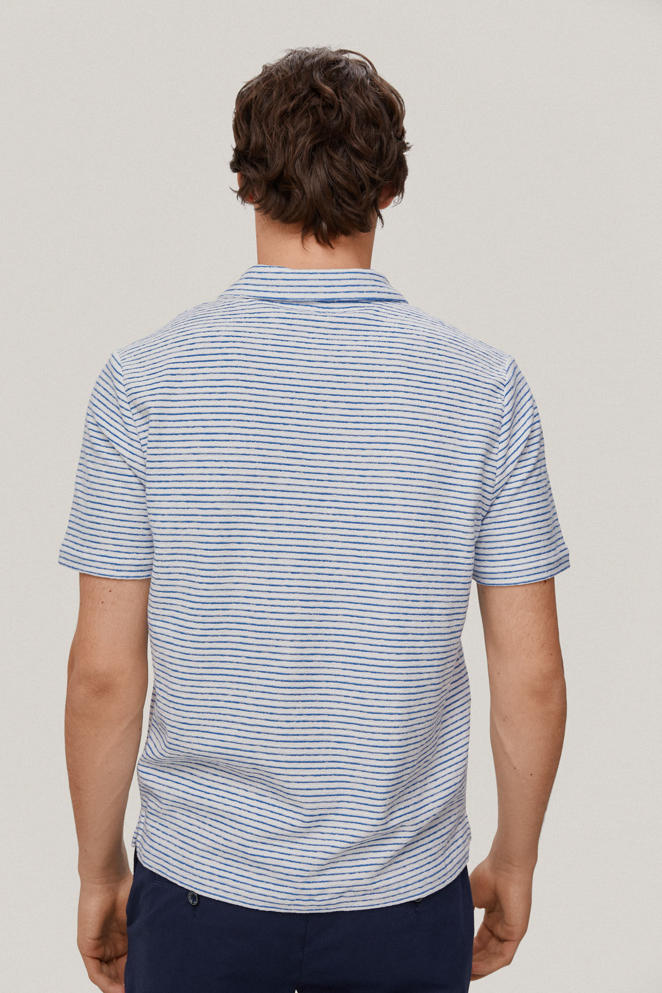 Polo listrada e encaracolada - Azul