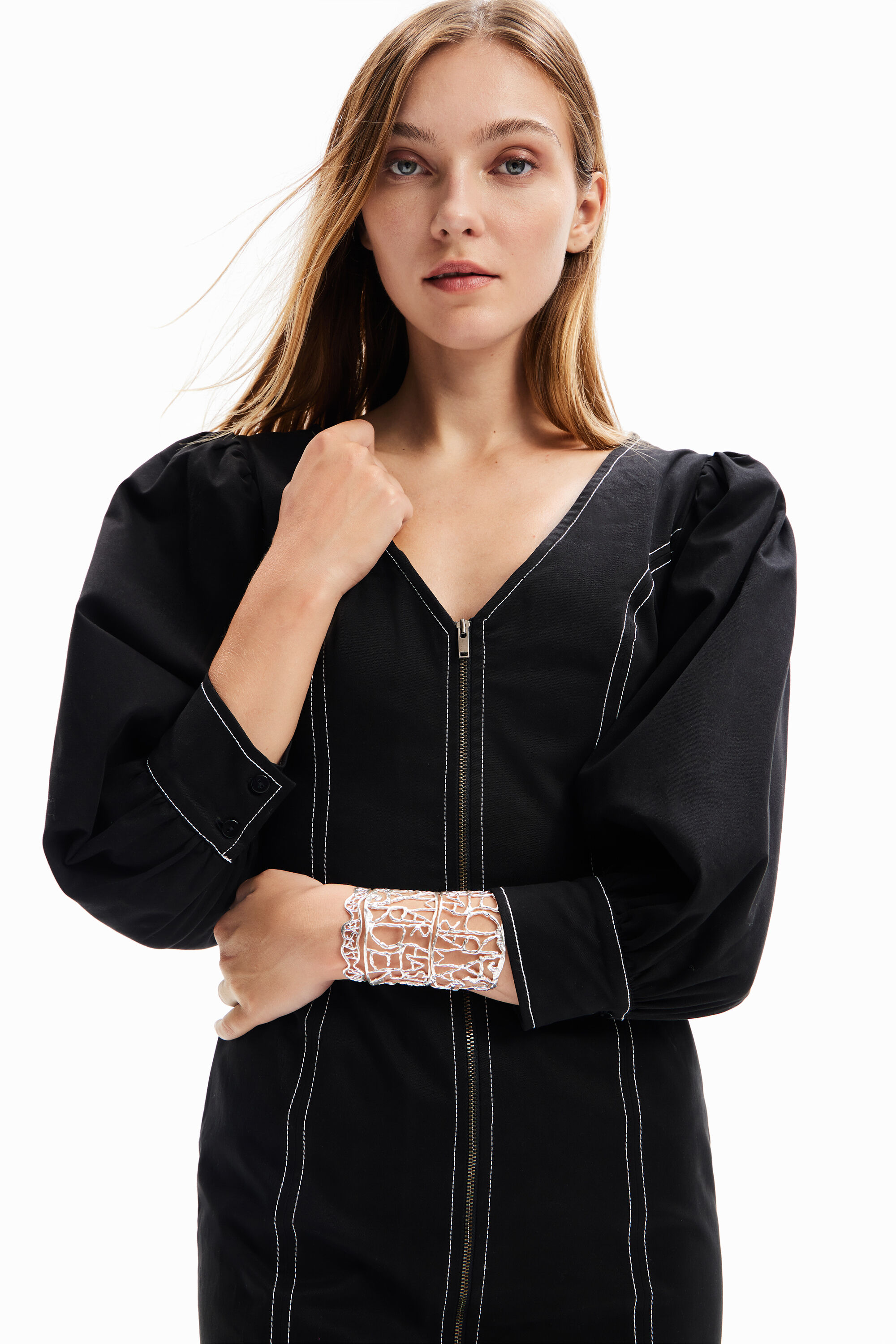 Robe courte ajustée fermeture Éclair