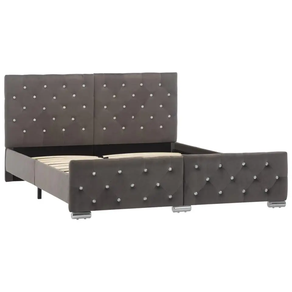 vidaXL - Bed frame met hoofdbord - Grijs - Fluweel - 140x200 cm