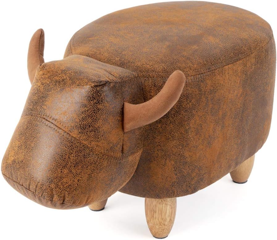 balvi Hocker La Vache Farbe Braun In Form Einer Kuh Holzbeine Kunstleder/Holz