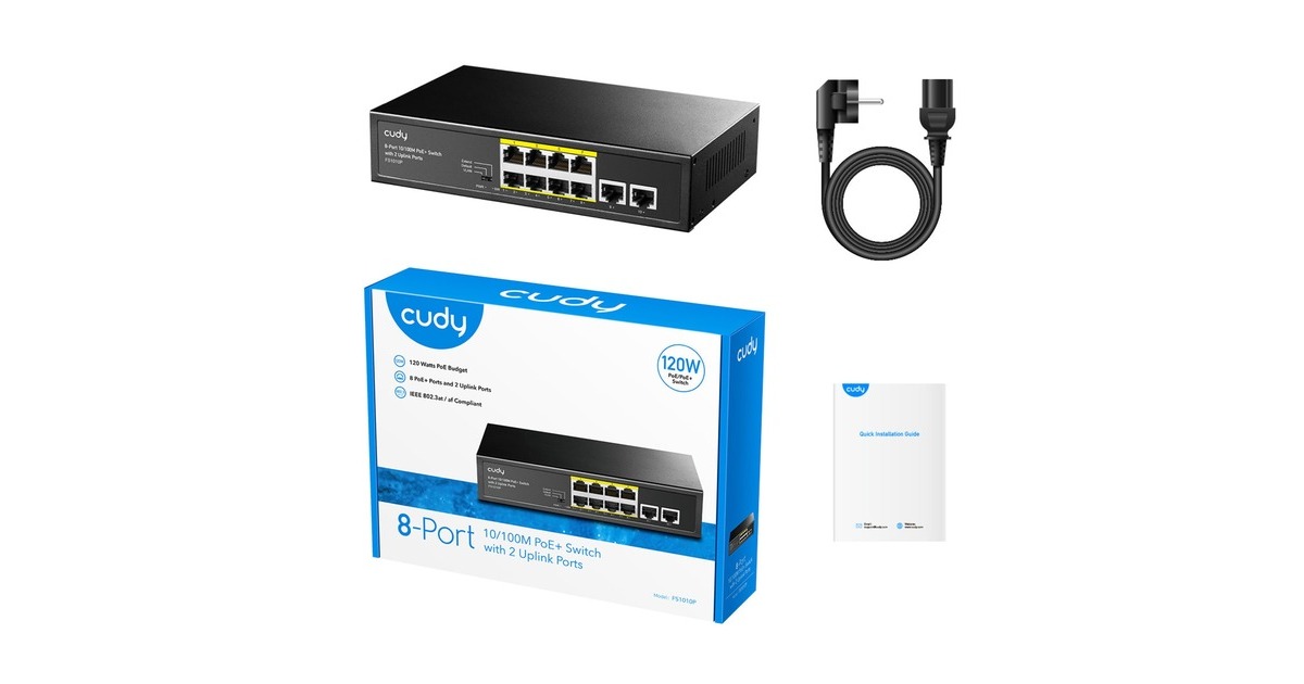Cudy8-Port 10/100M PoE+ Switch  (Zwart)