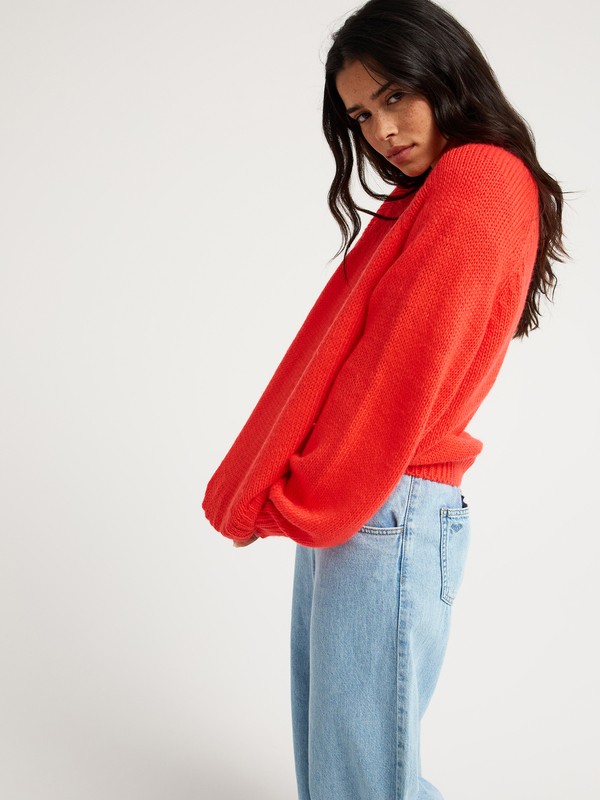 One In School Pull à col rond Rouge Femme