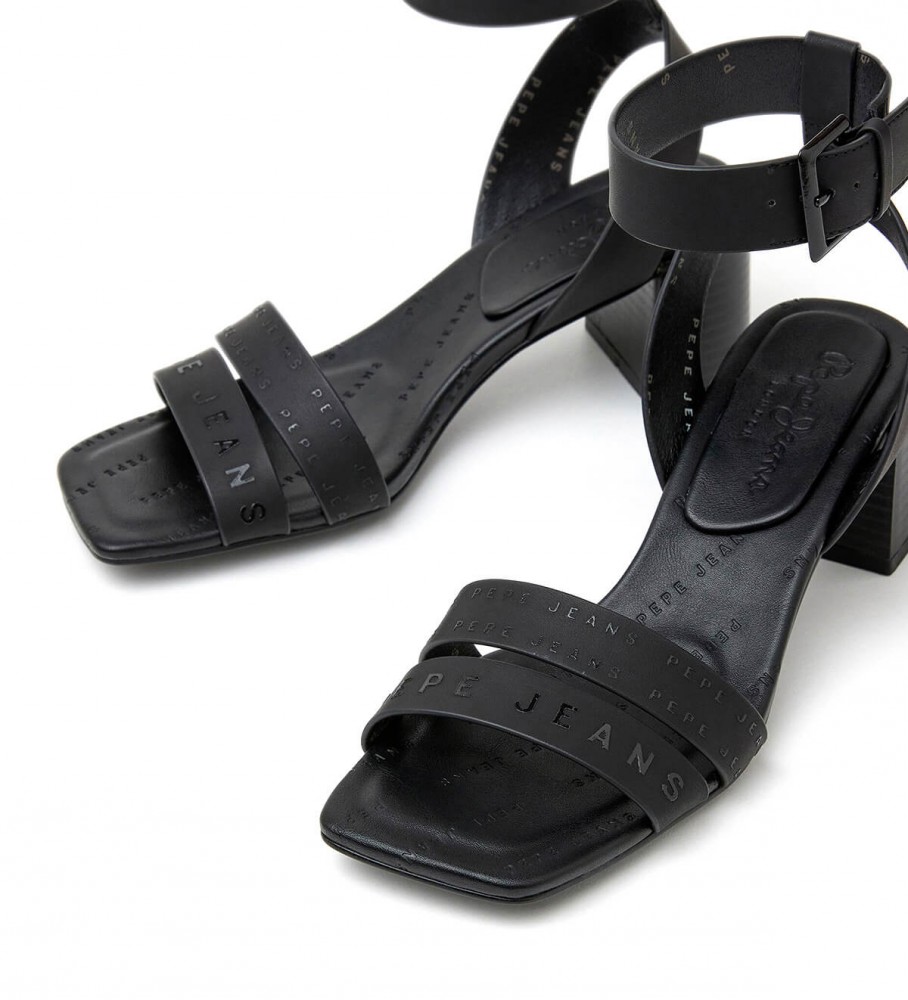 Sandálias Pepe Jeans Altea Young Block, pretas - Altura do salto: 6 cm -