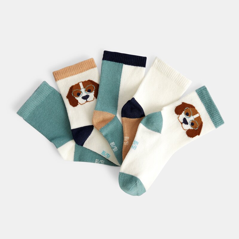 Chaussettes chiens marron bébé garçon (lot de 5) Vert