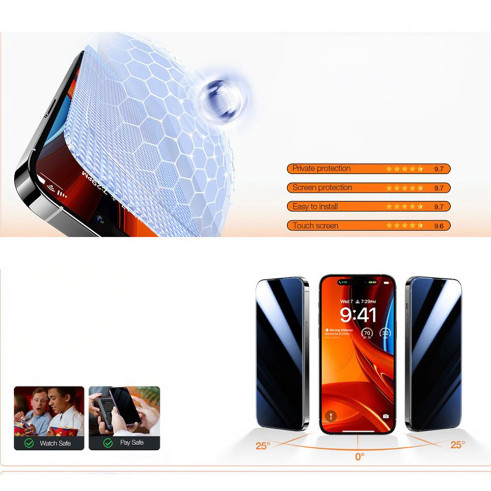 iPhone 16 Pro Max GlassGo Privacy Panzer Glas Displayschutz Case Friendly Anti Spy