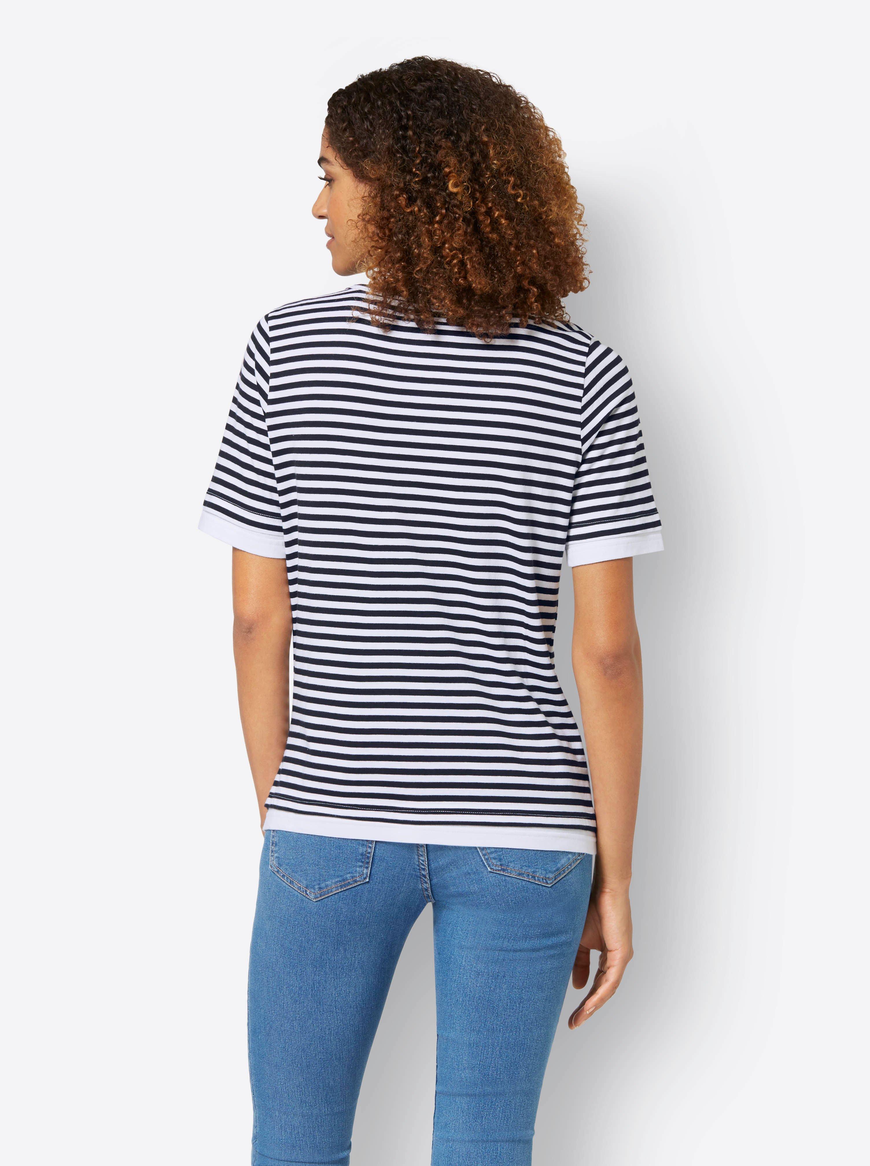 Ringelshirt im Lagenlook, mit V-Ausschnitt