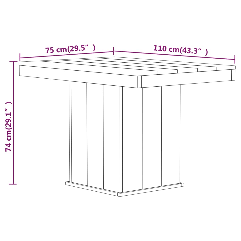 Mobilier de salle à manger de jardin 3 pièces bois de pin imprégné