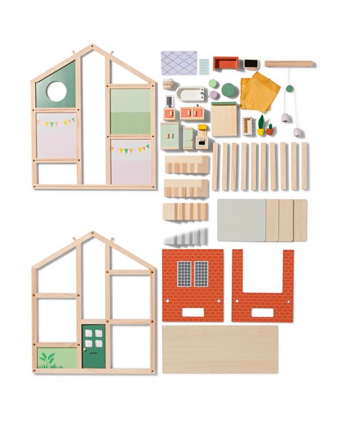 maison de poupée en bois avec meubles 52x24x61.5