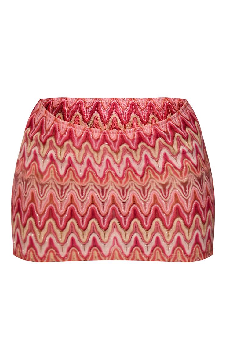 Rose Mini Jupe De Plage Jacquard Zigzag