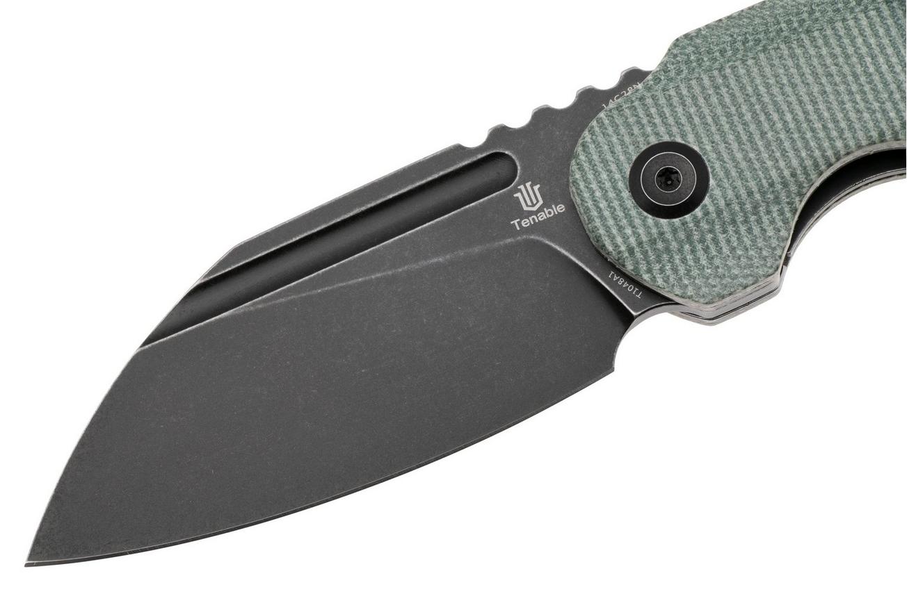 Tenable Knives Rafe L T1048A1 Blackwashed 14C28N, Green Micarta, zakmes, 4T5 design