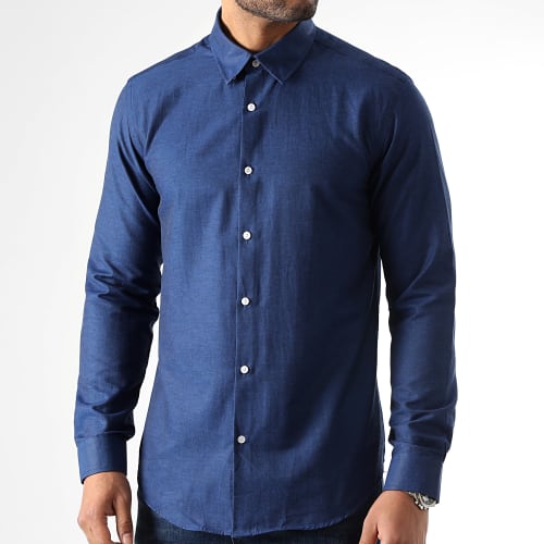 Chemise Manches Longues 2897 Bleu Marine Chiné