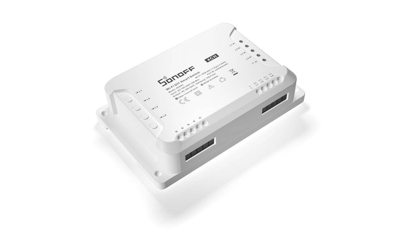 WLAN-Schaltaktor 4CHR3, 4-fach, 230 V, 10 A, WeissSmartphone steuerbarer 4-Kanal Wi-Fi Smart Switch