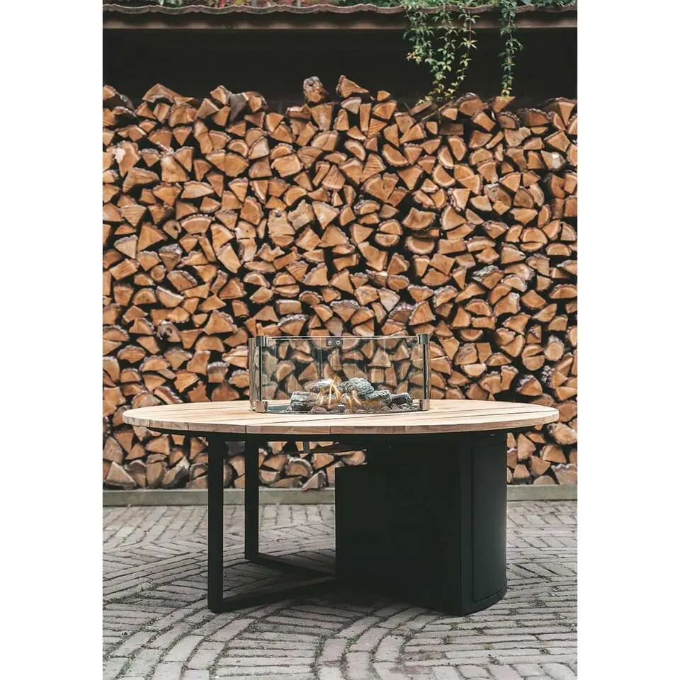 Cosiloft vuurtafel 120 cm rond zwart teak