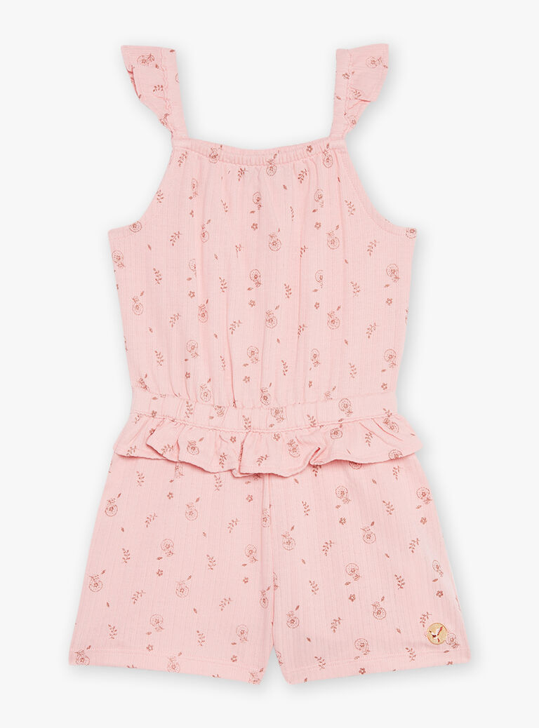 Combishort blush à imprimé fleuri