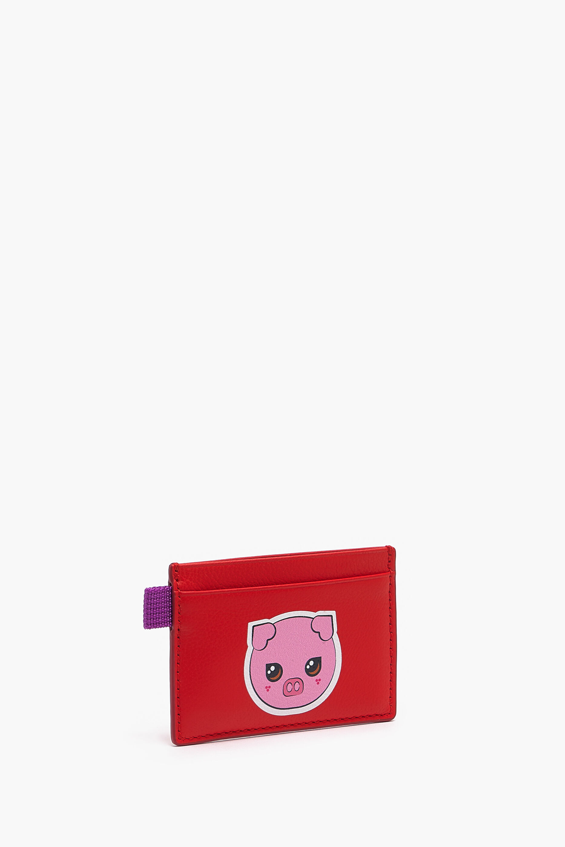 Porta-cartões em couro vermelho