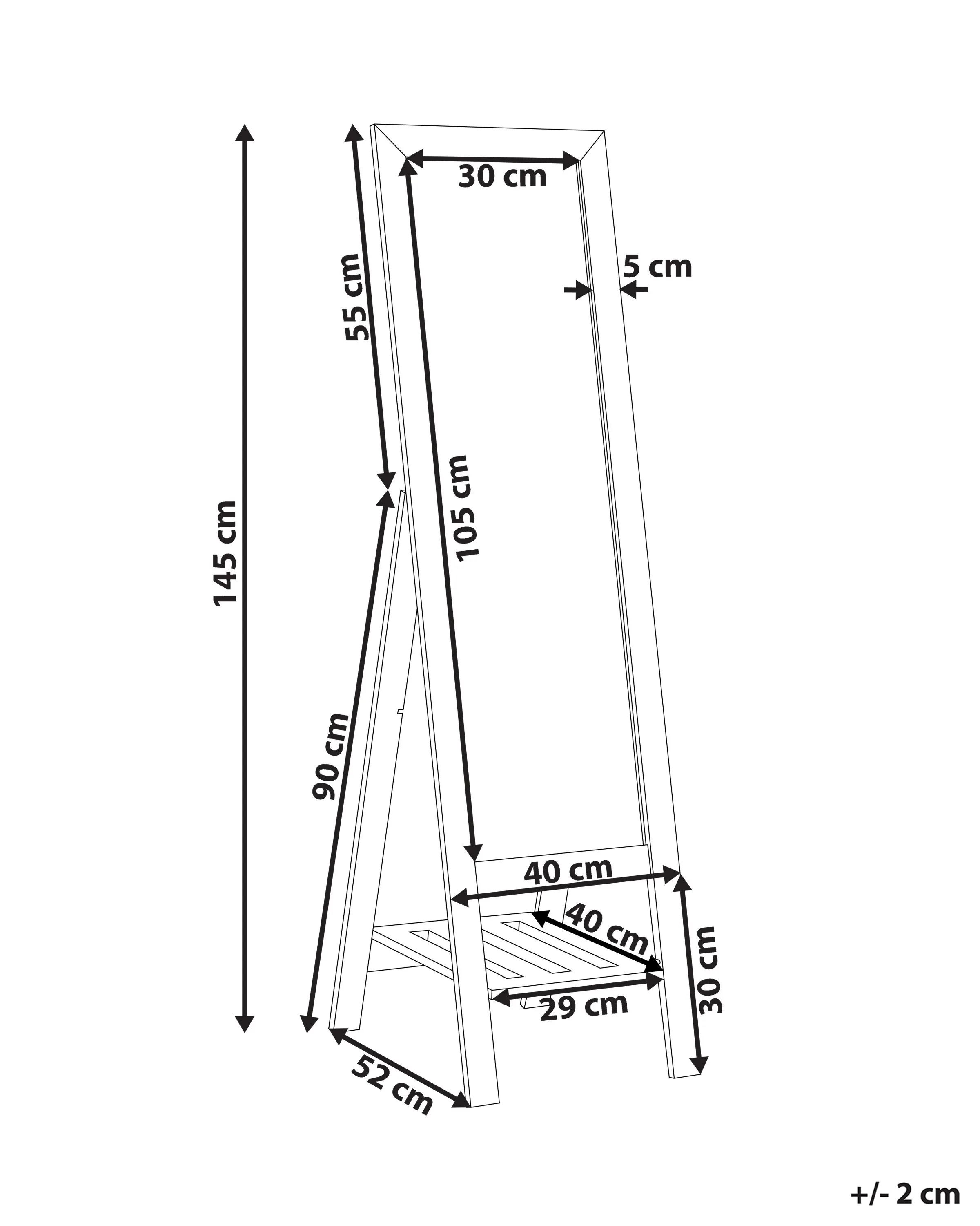 Staande spiegel met schap LUISANT 145 cm Dennenhout Lichtbruin