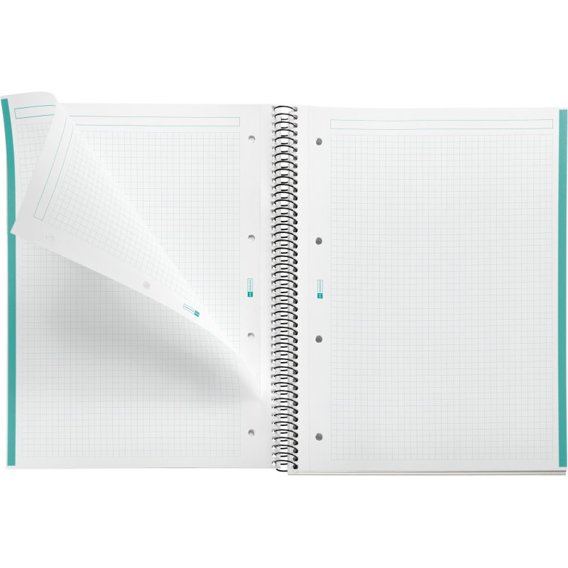 Notebook The Original, Couverture souple, A4, quadrillage 5x5 mm, 80 feuilles de 1 couleur, Miquelrius, Turquoise.