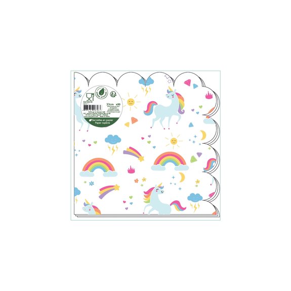 20 serviettes en papier Licorne