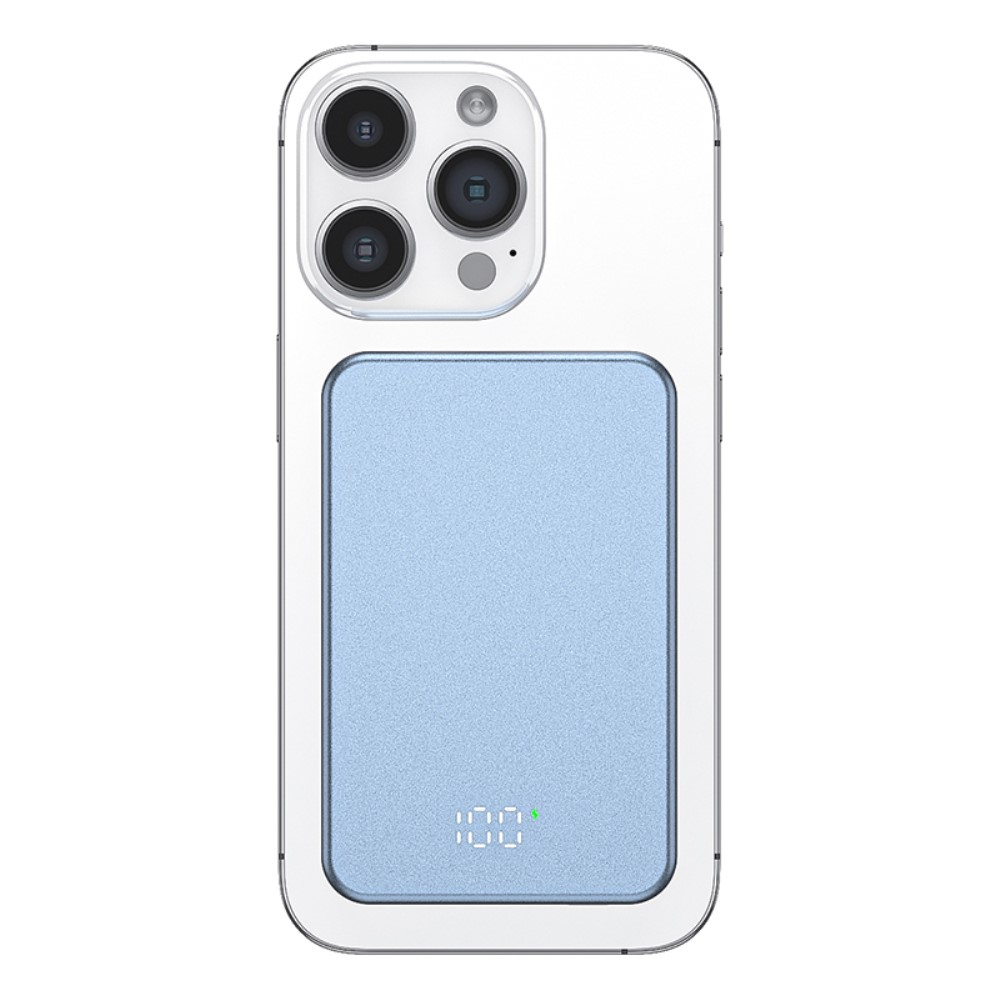 (20W) 5000mAh Magnetische Alu Qi Wireless MagSafe USB C Powerbank Ladegerät - Blau