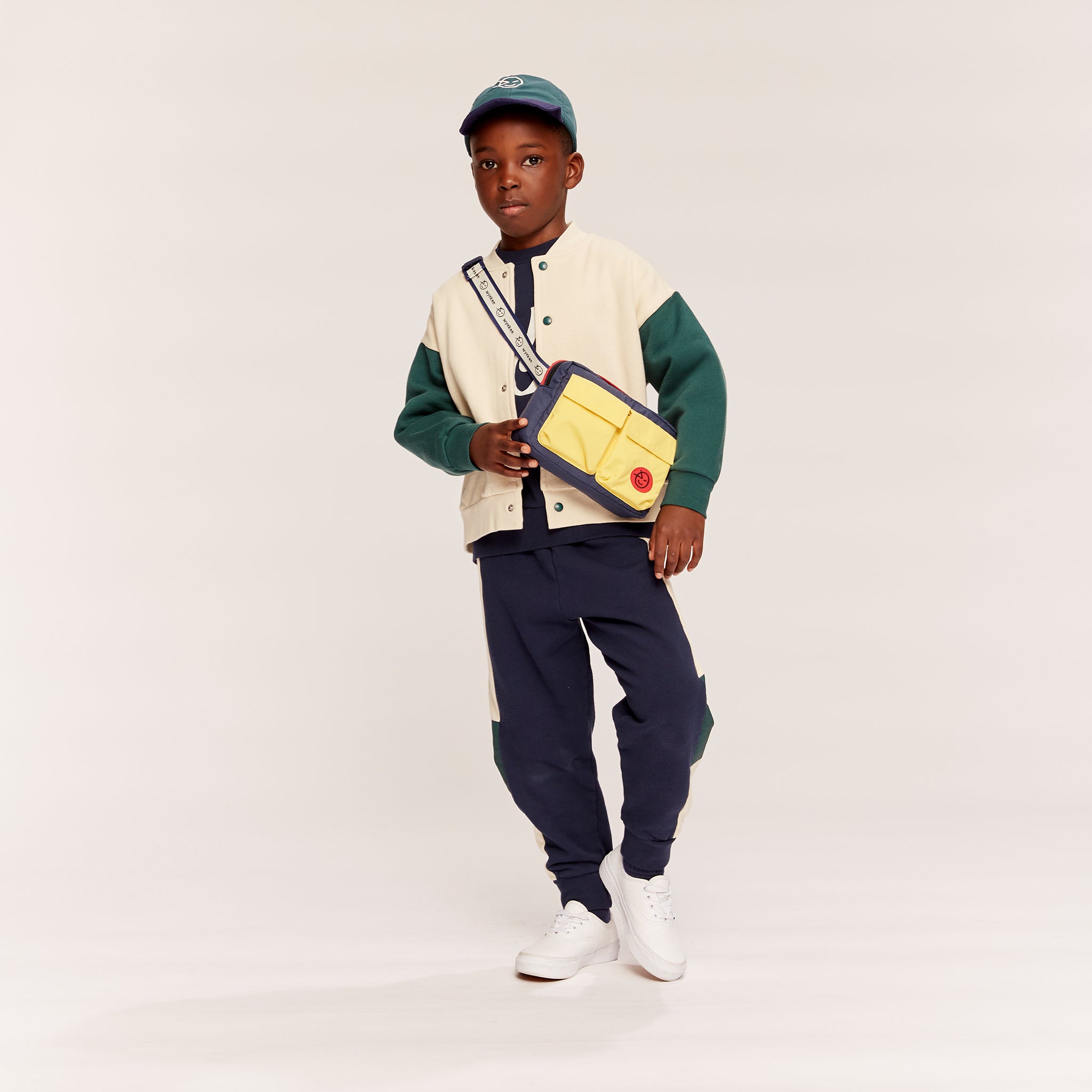 Hose Wynk Panel Navy Green Cream