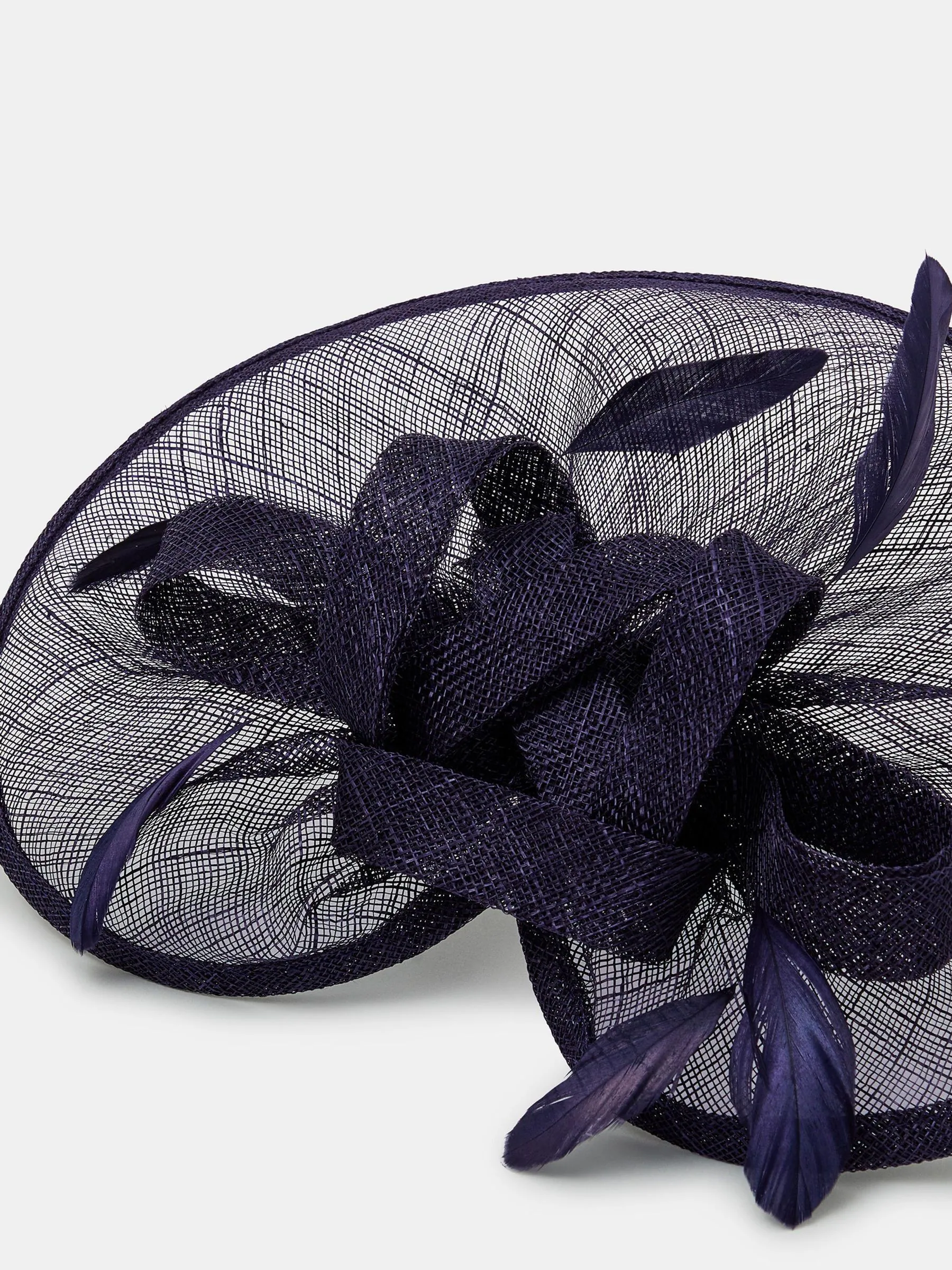 Accessorize Woven Bow Feather Disc Fascinator Hat