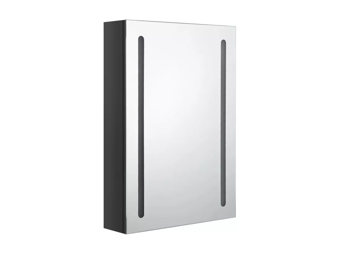 Armoire de salle de bain à miroir LED noir brillant 50x13x70 cm