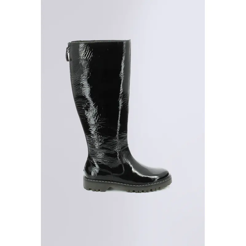KICK DECKBOOT NOIR VERNIS BOTTES Cuir Femme