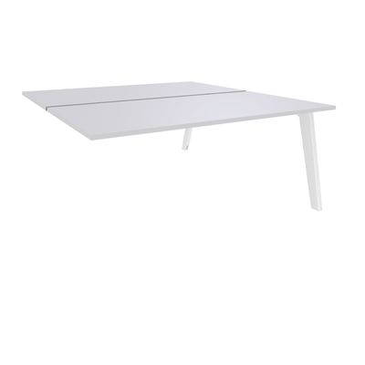 Bureau double STEELY - L160 cm - Double face Suivant - Pieds blanc - plateau Blanc Perle