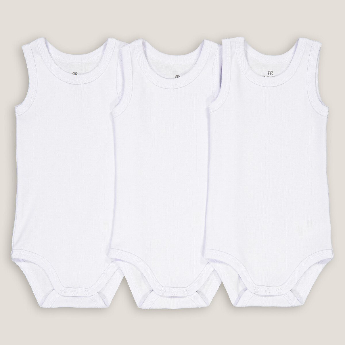 COLEÇÃO LA REDOUTE<br>Conjunto de 3 bodies brancos sem mangas