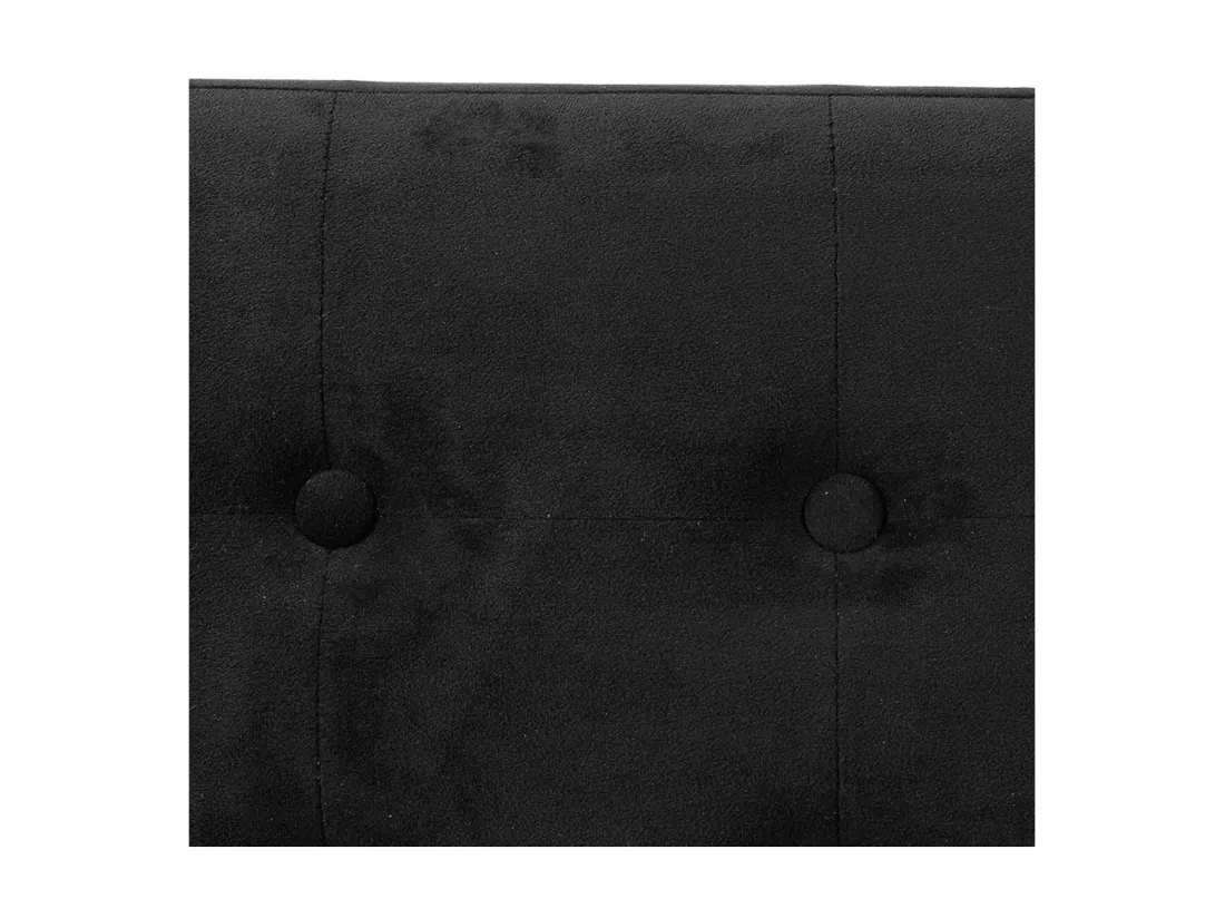2 en 1 Pouf pliant double et coffre de rangement Velours noir 76 x H 38 cm