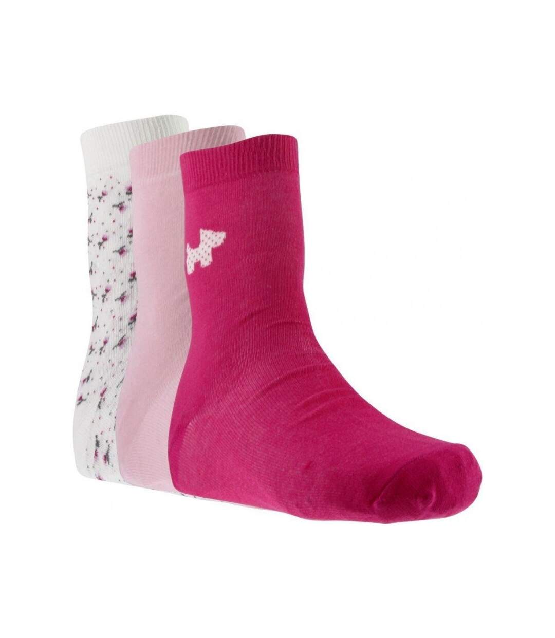 TWINDAY Lot de 3 paires de Chaussettes Femme Coton LIBERTY SCOTTISH Fuchsia Blanc