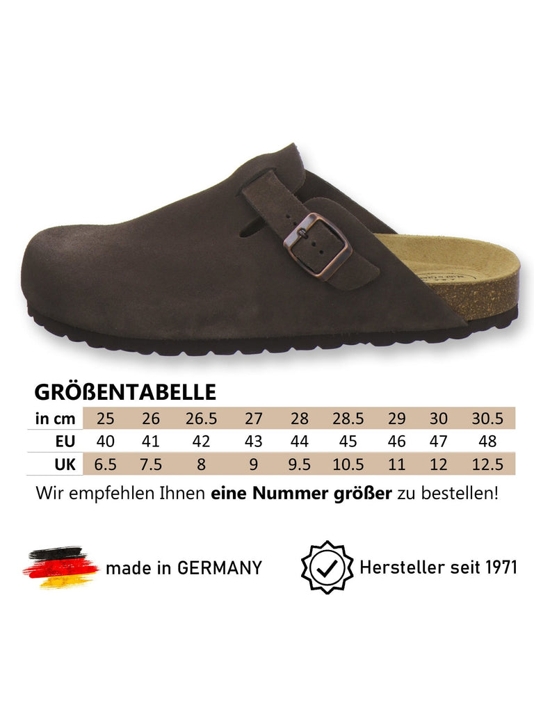 Clogs Herren Leder espresso Velour