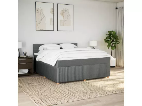 Sommier à lattes de lit avec matelas Gris foncé 180x200cm Tissu