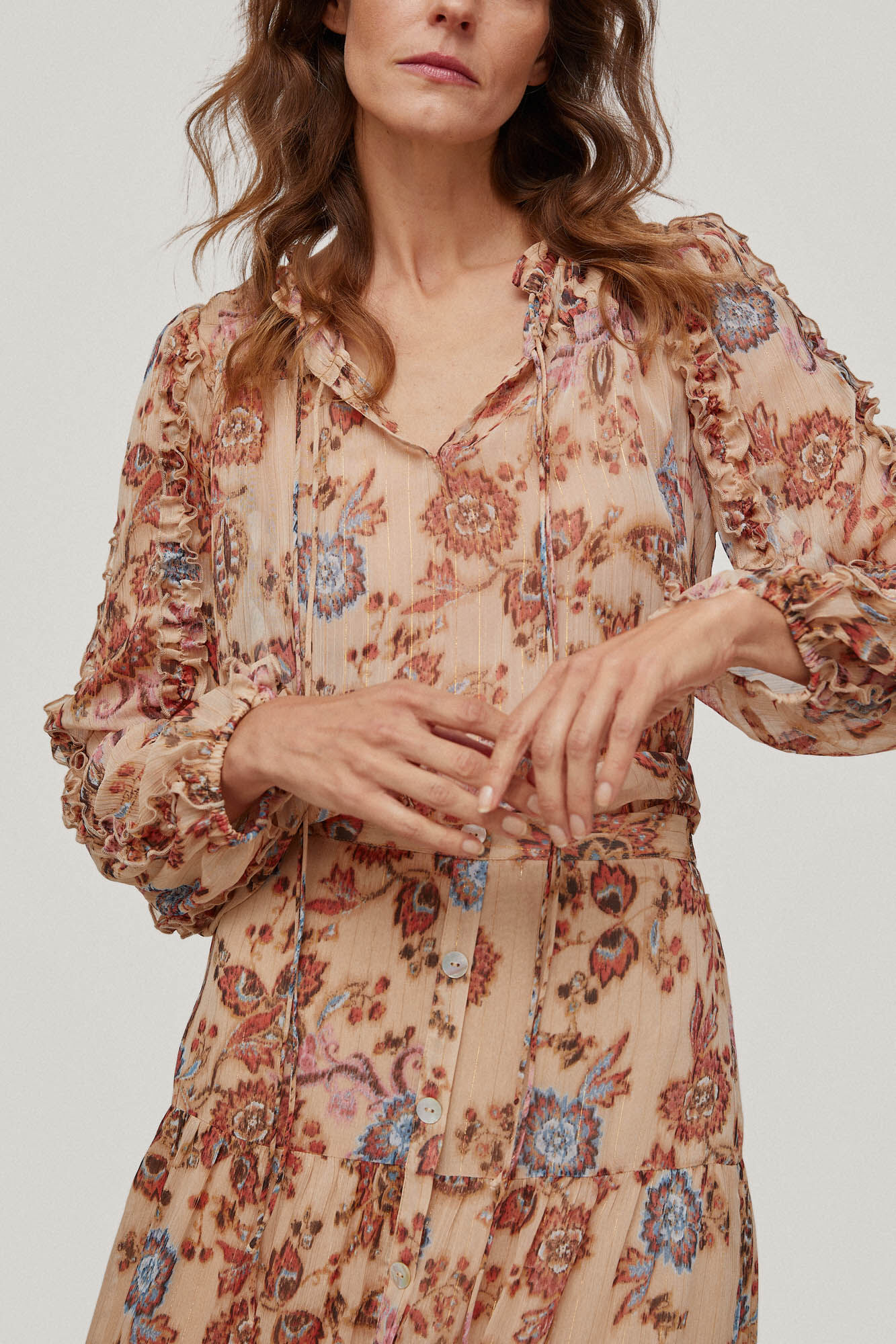 Blusa romântica estampada - Roxa