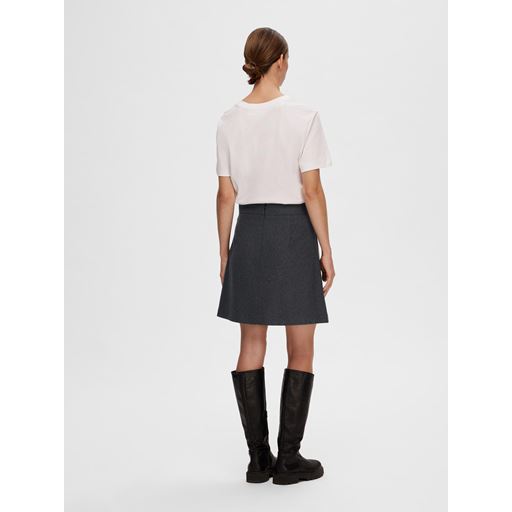 Selected Femme Mercy-Ula Mini Nederdel, Dark Grey Melange, 40