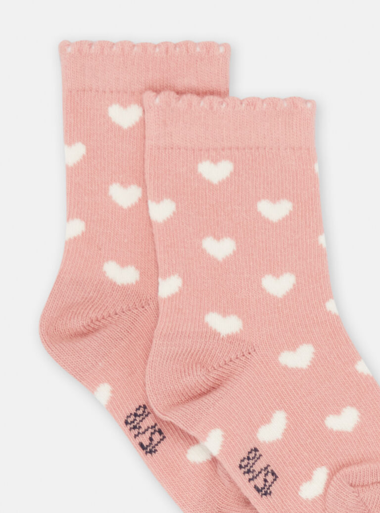 Chaussettes roses à imprimé cœur bébé fille