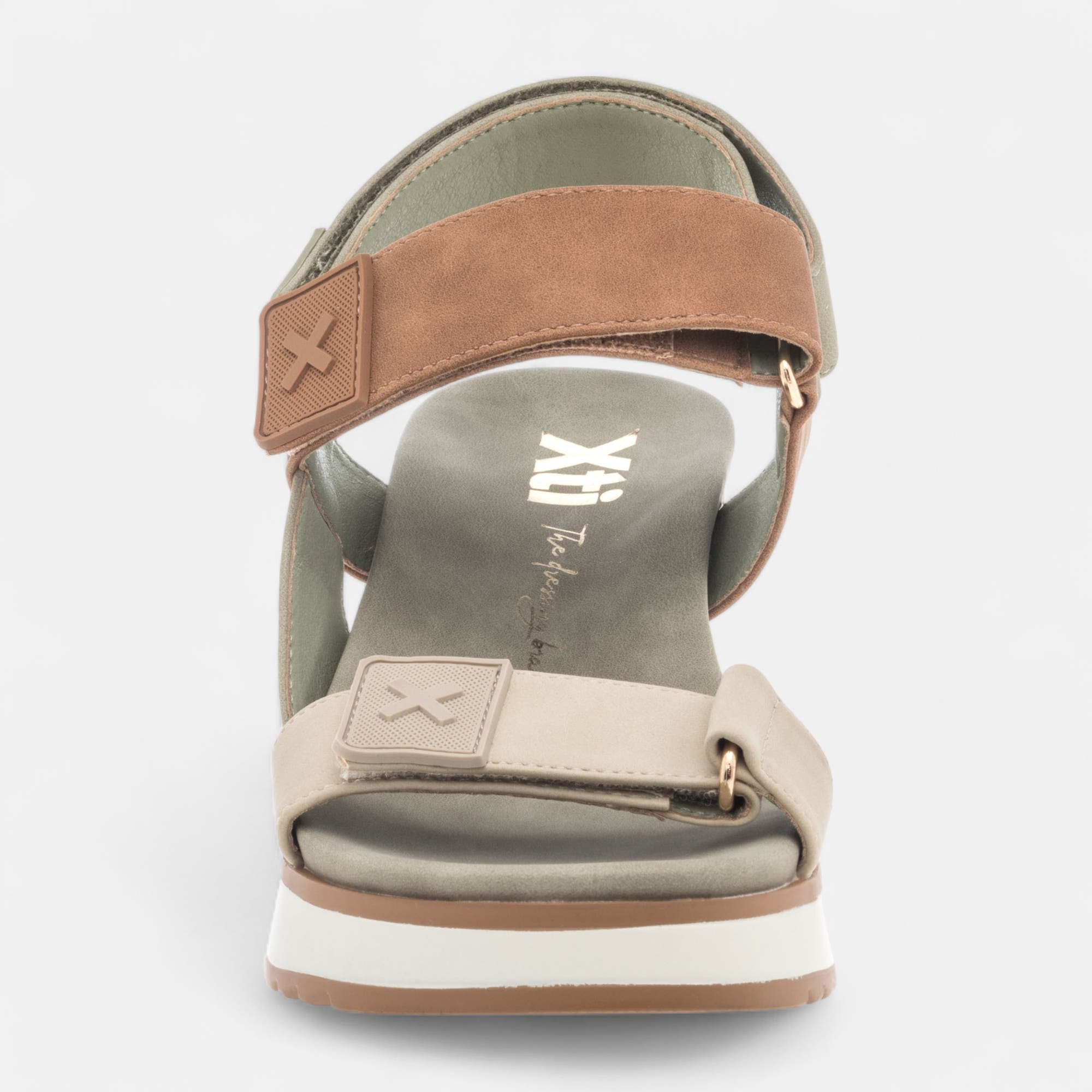 Sandales à talon compensé Femme kaki