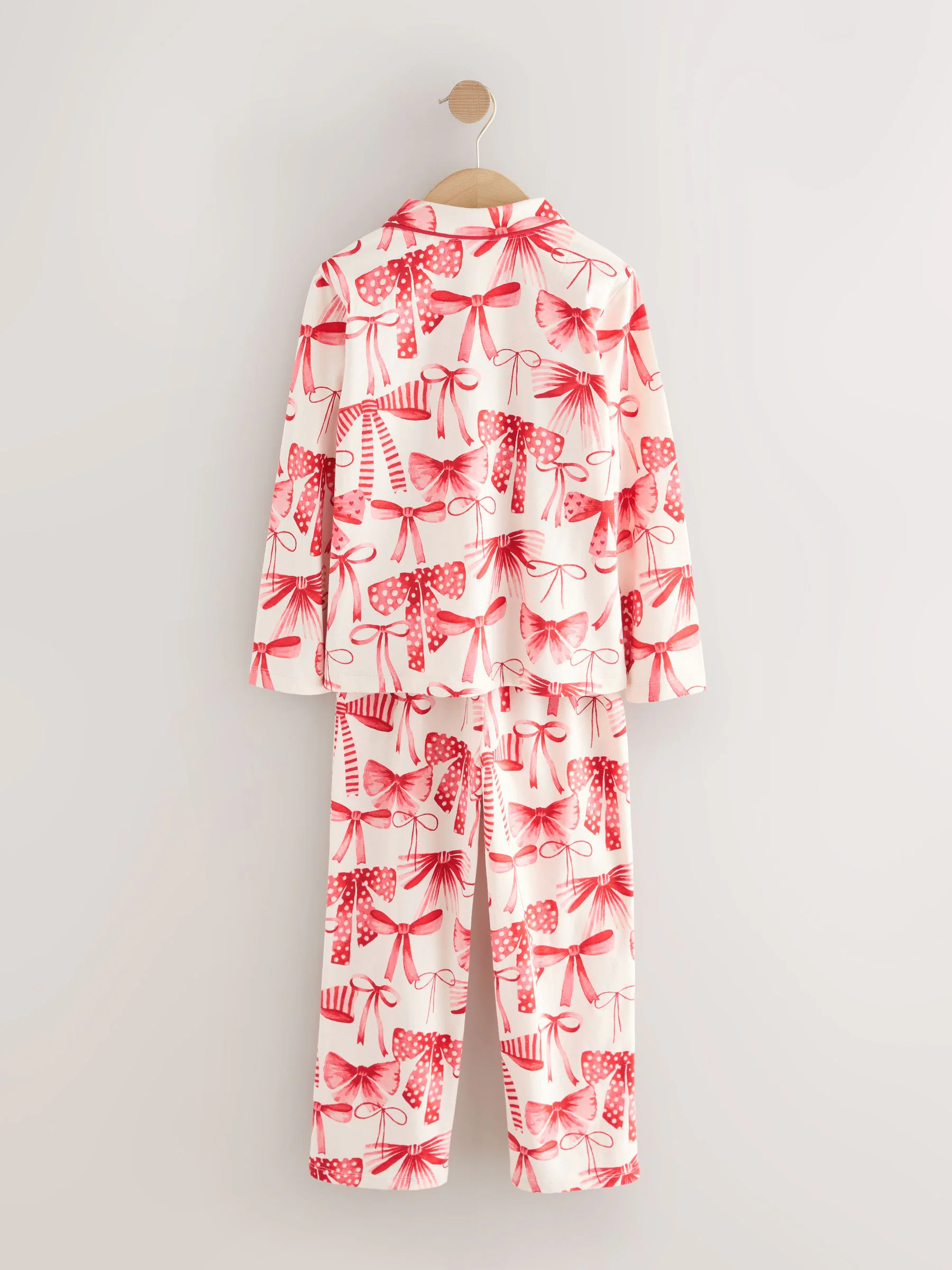 Rode/witte strik print - Pyjama met knoopsluiting (3-16jr)