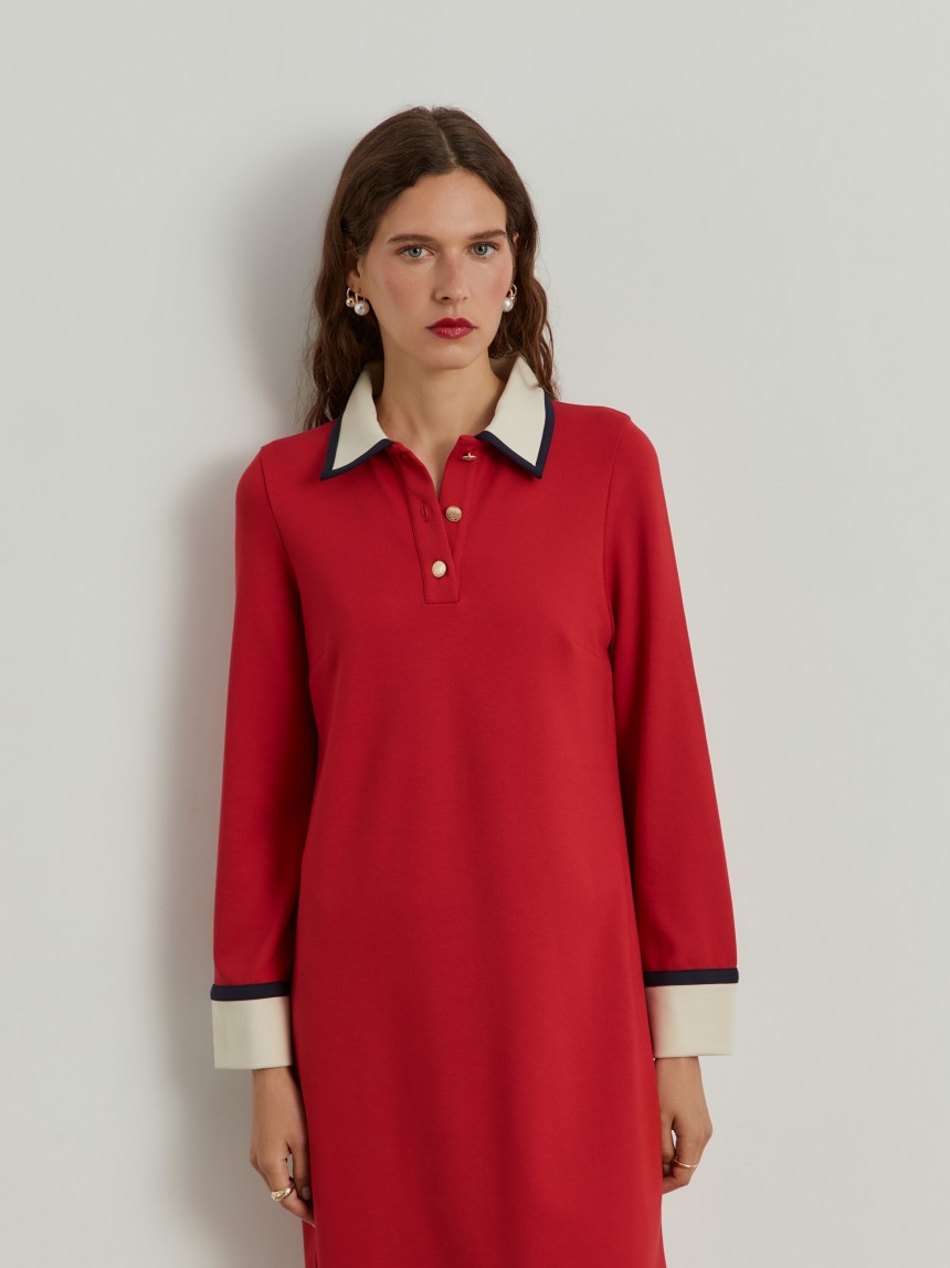 Vestido color block manga comprida